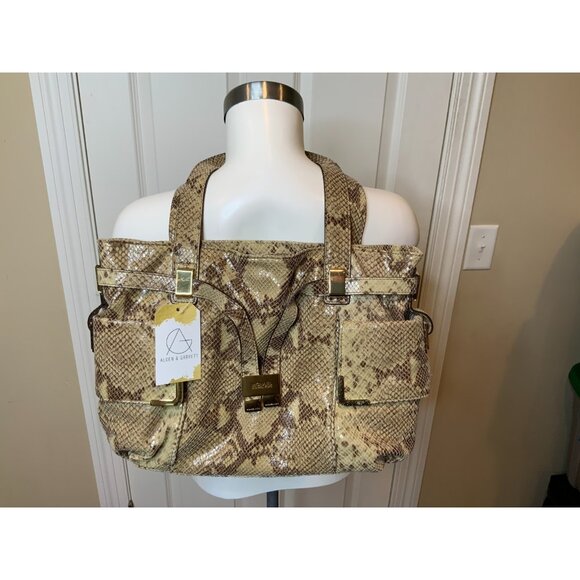 Michael Kors Tan Brown Python Pattern Leather Large Purse Bag - Picture 1 of 9